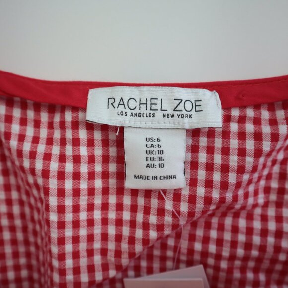 Rachel Zoe Red and White Gingham Bow Detail Dress | 6 - Picture 3 of 9